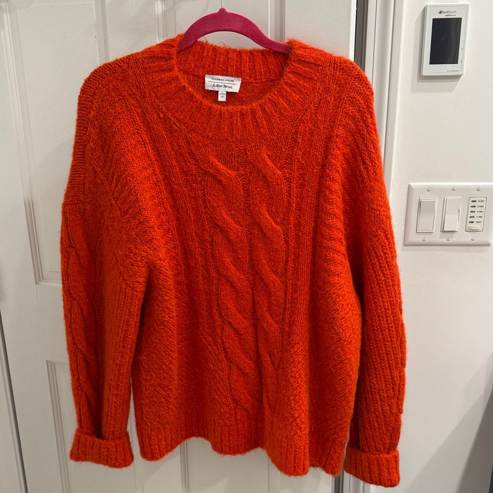 & Other Stories Vibrant Orange Cable Knit Sweater